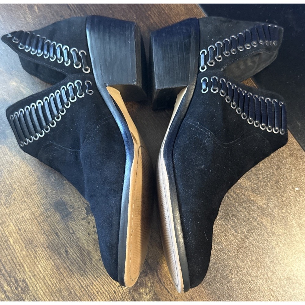 Vince Camuto Boots Womens 6M Pevista Ankle Bootie Black Leather Cut-Out Block - Picture 11 of 12